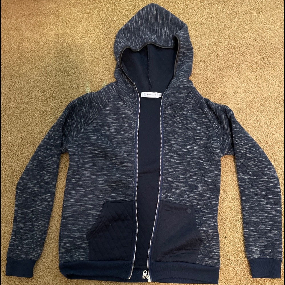 Dark Blue White Striped Zip Jacket